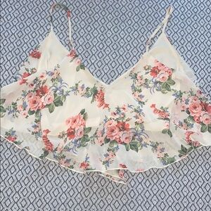 Necessary Clothing Floral Cream Camisole Top Size: Small
